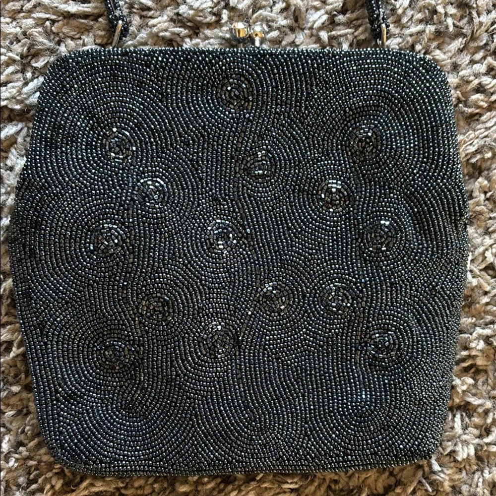 Vintage Debbie‎ 60s Bag Black Hand Made Beaded  Purse Elegant Black